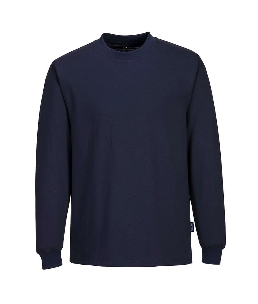 T-shirt da lavoro antistatica a manica lunga Portwest AS22, 96% Poliestere 4% Fibra di carbonio - protezione per ambienti ESD