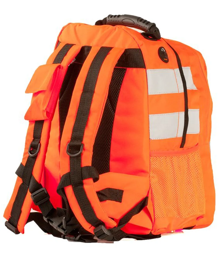 Zaino alta visibilità in poliestere 600D, varie tasche esterne - capacità 25 l