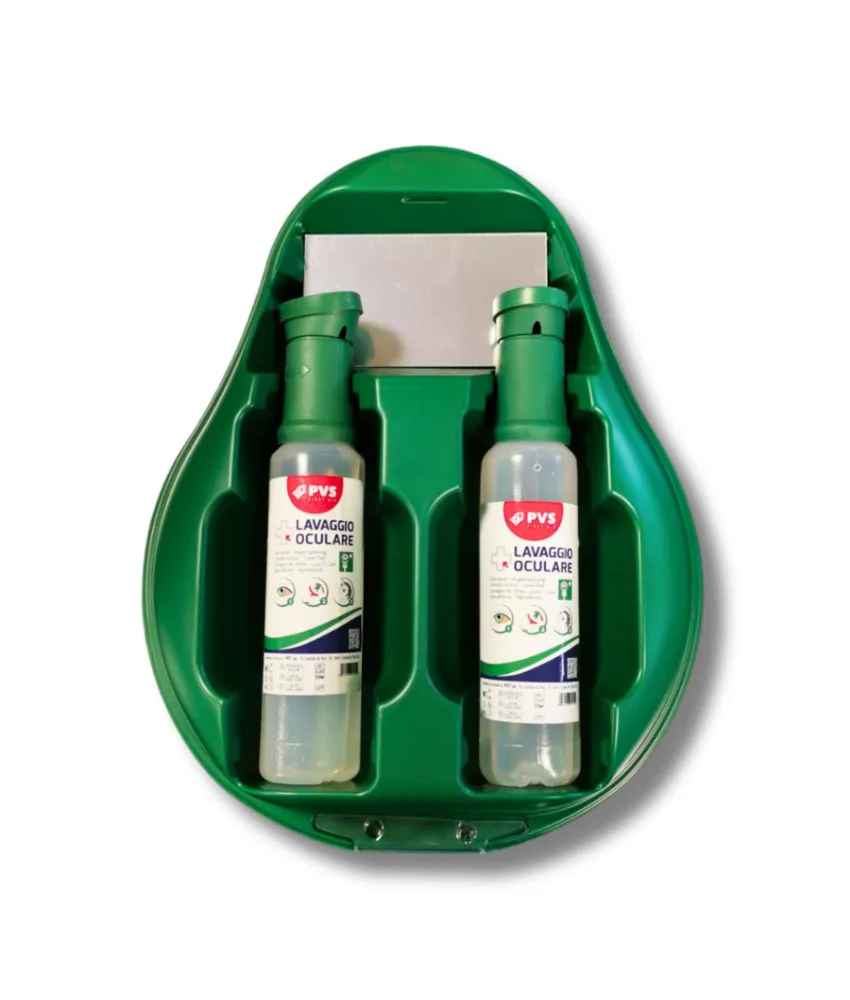 2 Flaconi lavaocchi per lavaggio oculare, 250 ml - dotato di specchietto