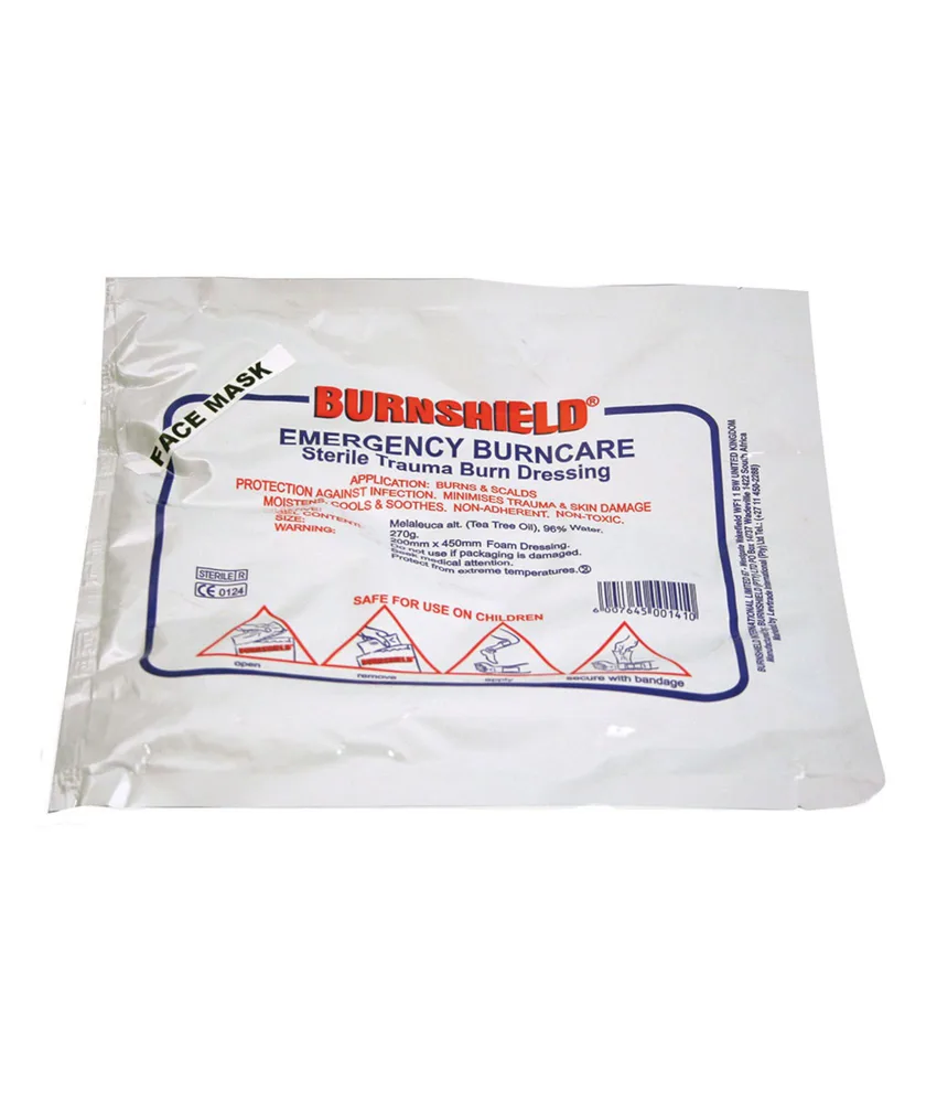 Garza facciale antiustione Burnshield, con idrogel - 20x45 cm - per ustioni di 1°, 2°, 3° grado