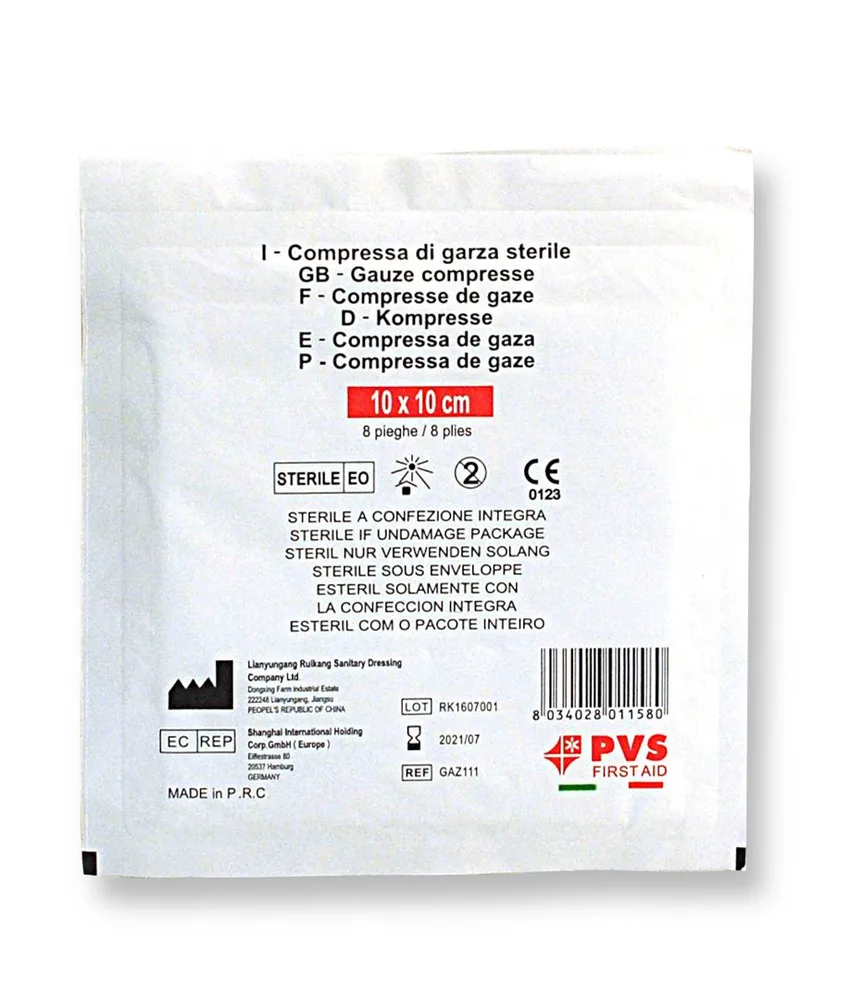 10 Garze compresse sterili, 10×10 cm - in puro cotone idrofilo