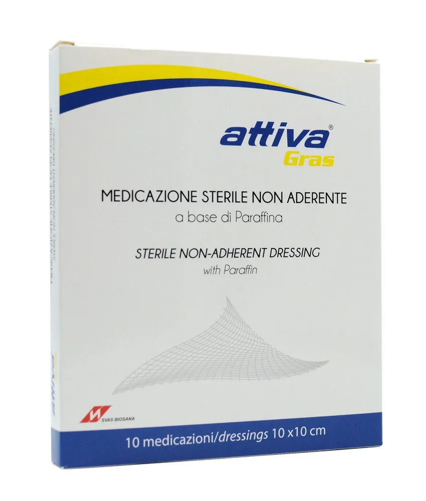 10 Garze sterili alla paraffina, 10×10 cm - ideale per l'uso con antisettici o antibiotici locali