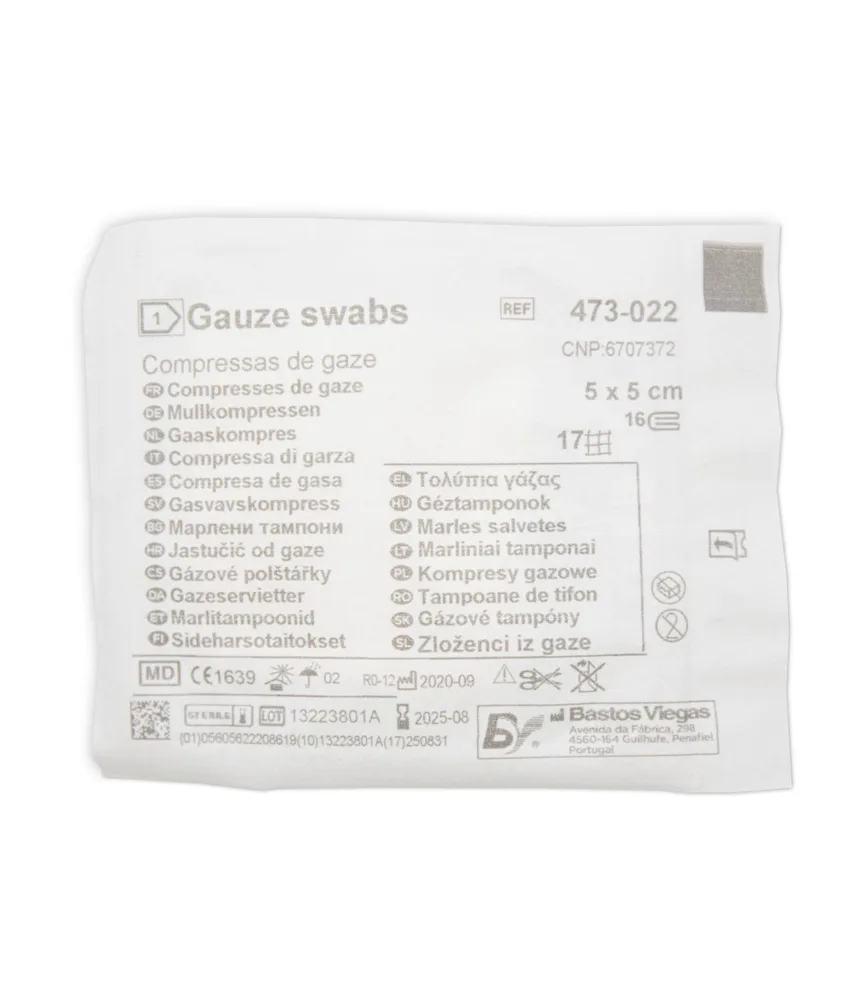 120 Garze sterili, 5×5 cm - garza idrofila di puro cotone