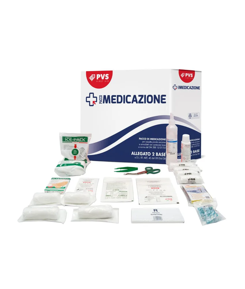 Pacco reintegro medicazione, a norma dell allegato 3 Dpp 13.06.05 con contenuto allegato 1 integrazione per Trentino Alto Adige e D.L. 81 del 09/04...