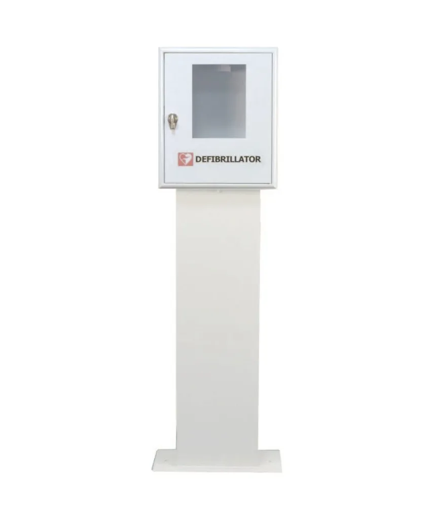 Piantana per defibrillatore, 150X250X1000 mm - in lamiera di acciaio al carbonio P02 zincato