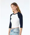 Baby t-shirt da donna a costine sottili 3/4 raglan Bella Canvas