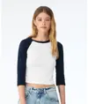 Baby t-shirt da donna a costine sottili 3/4 raglan Bella Canvas