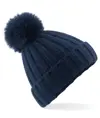 Berretto in maglia spessa con pompon in pelliccia Verbier Beechfield