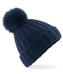 Berretto in maglia spessa con pompon in pelliccia Verbier Beechfield