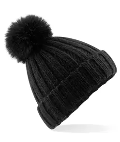 Berretto in maglia spessa con pompon in pelliccia Verbier Beechfield