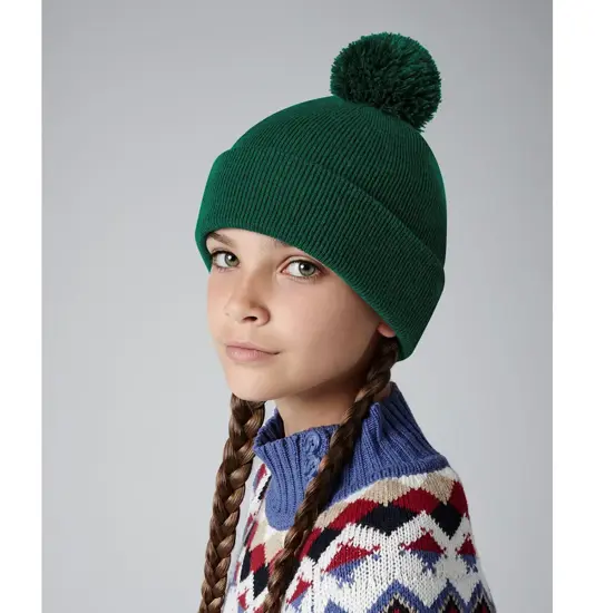 Berretto junior originale con pompon Beechfield
