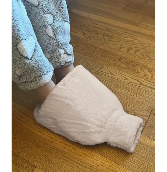 Borsa dell'acqua calda per piedi di lusso con rivestimento in morbida pelliccia sintetica Ribbon