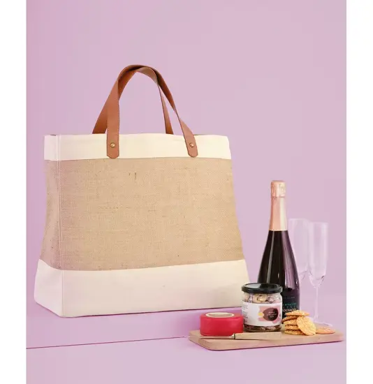 Borsa tote Adley in iuta con finta pelle Nutshell