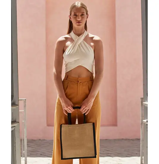 Borsa tote media in iuta naturale inamidata Westford Mill