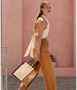 Borsa tote media in iuta naturale inamidata Westford Mill