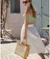 Borsa tote midi in iuta naturale inamidata con tasca in cotone Westford Mill
