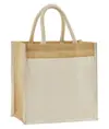 Borsa tote midi in iuta naturale inamidata con tasca in cotone Westford Mill