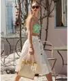 Borsa tote midi in iuta naturale inamidata con tasca in cotone Westford Mill