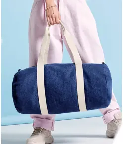 Borsone cilindrico in denim Bagbase