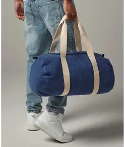Borsone cilindrico in denim Bagbase