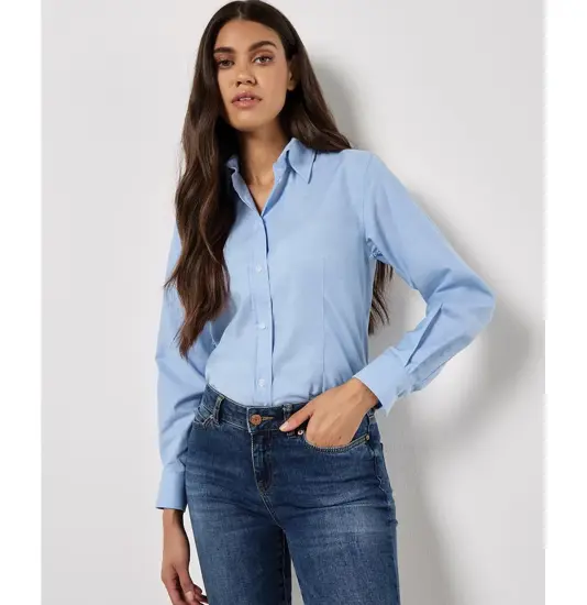 Camicetta da lavoro Oxford da donna a maniche lunghe (taglio sagomato) Kustom Kit