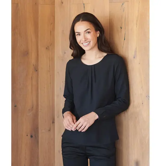 Camicetta donna a maniche lunghe con pieghe frontali Henbury
