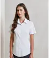 Camicetta stretch donna a maniche corte in popeline di cotone Premier