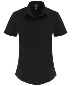 Camicetta stretch donna a maniche corte in popeline di cotone Premier