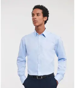 Camicia a maniche lunghe a spina di pesce Russell