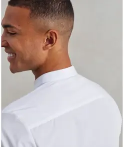 Camicia a maniche lunghe alla coreana con colletto a fascia Premier