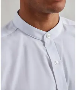 Camicia a maniche lunghe alla coreana con colletto a fascia Premier