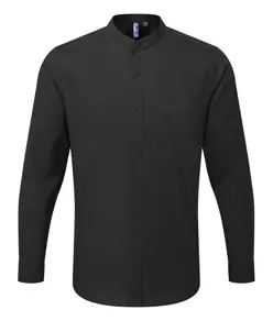 Camicia a maniche lunghe alla coreana con colletto a fascia Premier