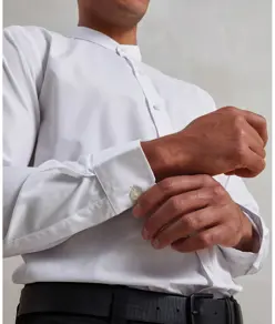 Camicia a maniche lunghe alla coreana con colletto a fascia Premier