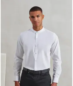 Camicia a maniche lunghe alla coreana con colletto a fascia Premier