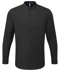 Camicia a maniche lunghe alla coreana con colletto a fascia Premier