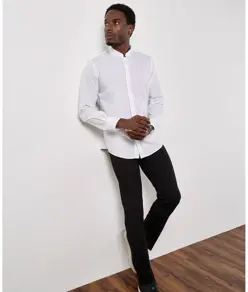 Camicia a maniche lunghe con collo alla coreana (tailored fit) Kustom Kit