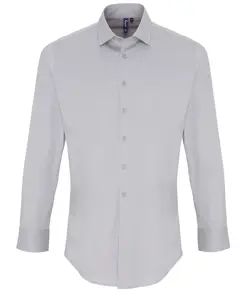 Camicia a maniche lunghe elasticizzata in popeline di cotone Premier