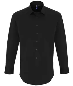 Camicia a maniche lunghe elasticizzata in popeline di cotone Premier