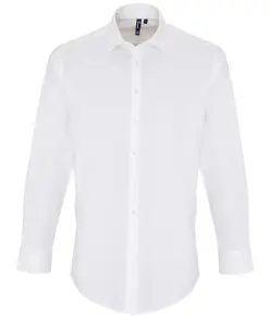 Camicia a maniche lunghe elasticizzata in popeline di cotone Premier