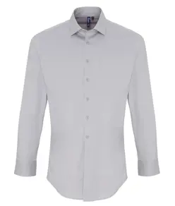 Camicia a maniche lunghe elasticizzata in popeline di cotone Premier