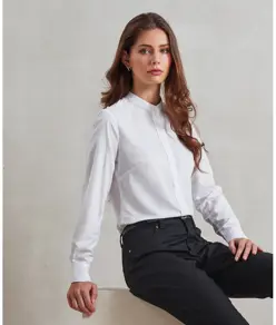 Camicia da donna alla coreana con colletto a fascia Premier