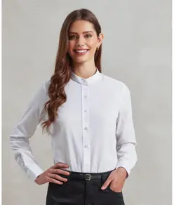 Camicia da donna alla coreana con colletto a fascia Premier