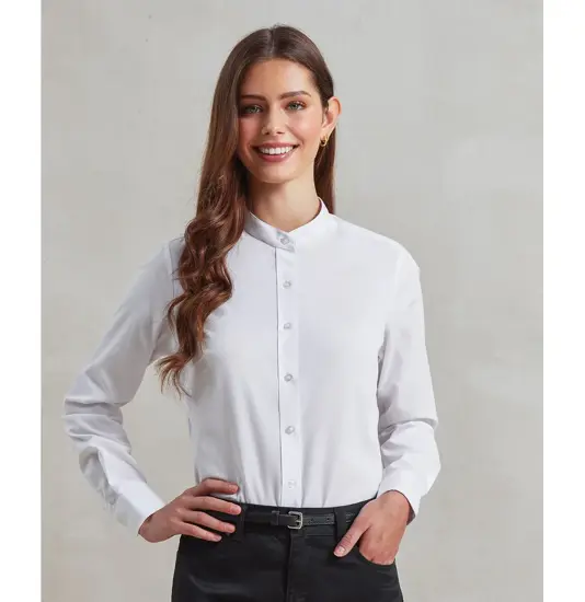 Camicia da donna alla coreana con colletto a fascia Premier