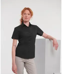 Camicia donna a maniche corte in popeline policotone easycare Russell