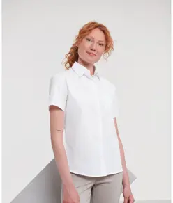 Camicia donna a maniche corte in popeline policotone easycare Russell