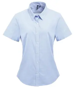 Camicia in cotone a maniche corte da donna Microcheck (Gingham) Premier