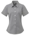 Camicia in cotone a maniche corte da donna Microcheck (Gingham) Premier
