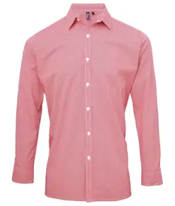 Camicia in cotone a maniche lunghe a microquadri (Gingham) Premier