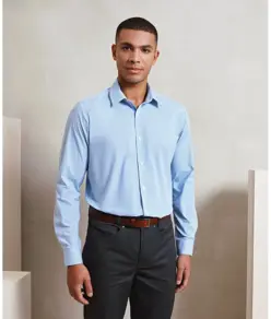 Camicia in cotone a maniche lunghe a microquadri (Gingham) Premier