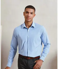 Camicia in cotone a maniche lunghe a microquadri (Gingham) Premier